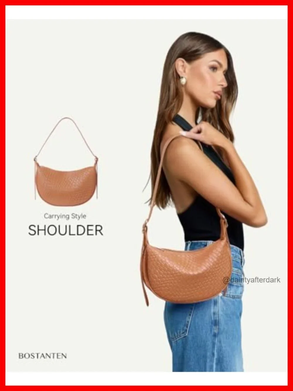 Crescent Crossbody Bag Vegan Leather Hobo Handbag Adjustable Strap